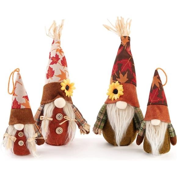 4PCS Fall Decor Sunflower Gnomes Plush Doll Scarecrow Gnomes Tiered Tray Decor - Picture 7 of 7